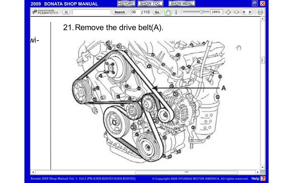 2010 hyundai santa fe serpentine belt diagram
