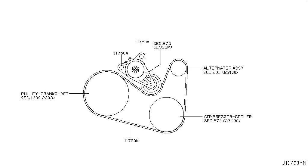 2013 nissan altima belt diagram with electric power steering
