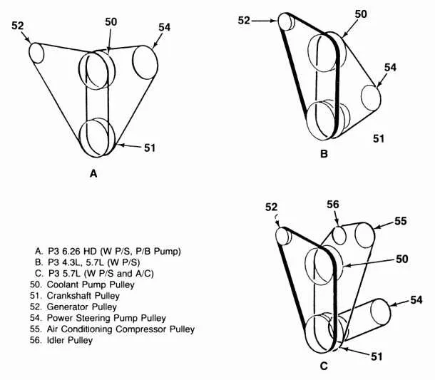 350 chevy belt diagram