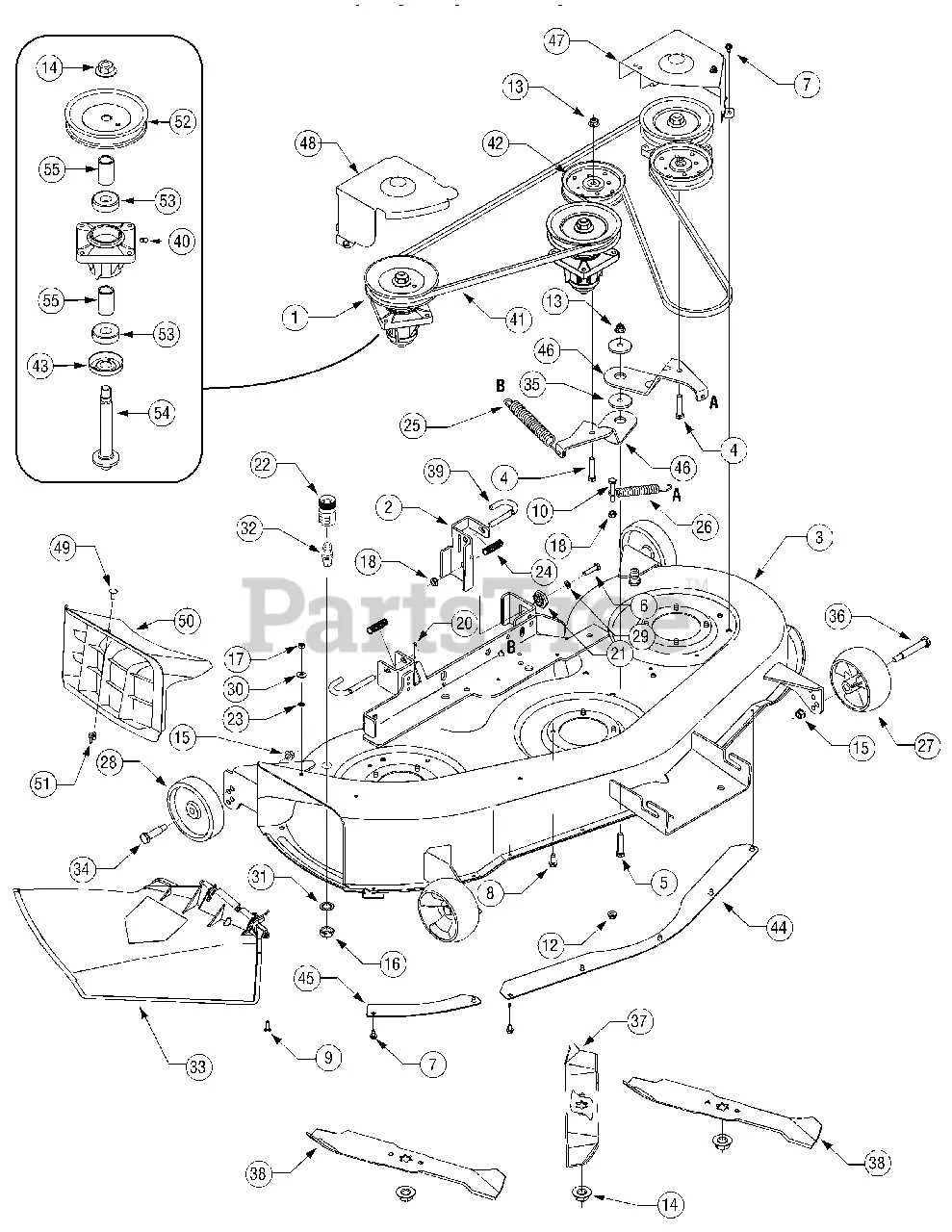 46 inch cub cadet mower deck belt diagram