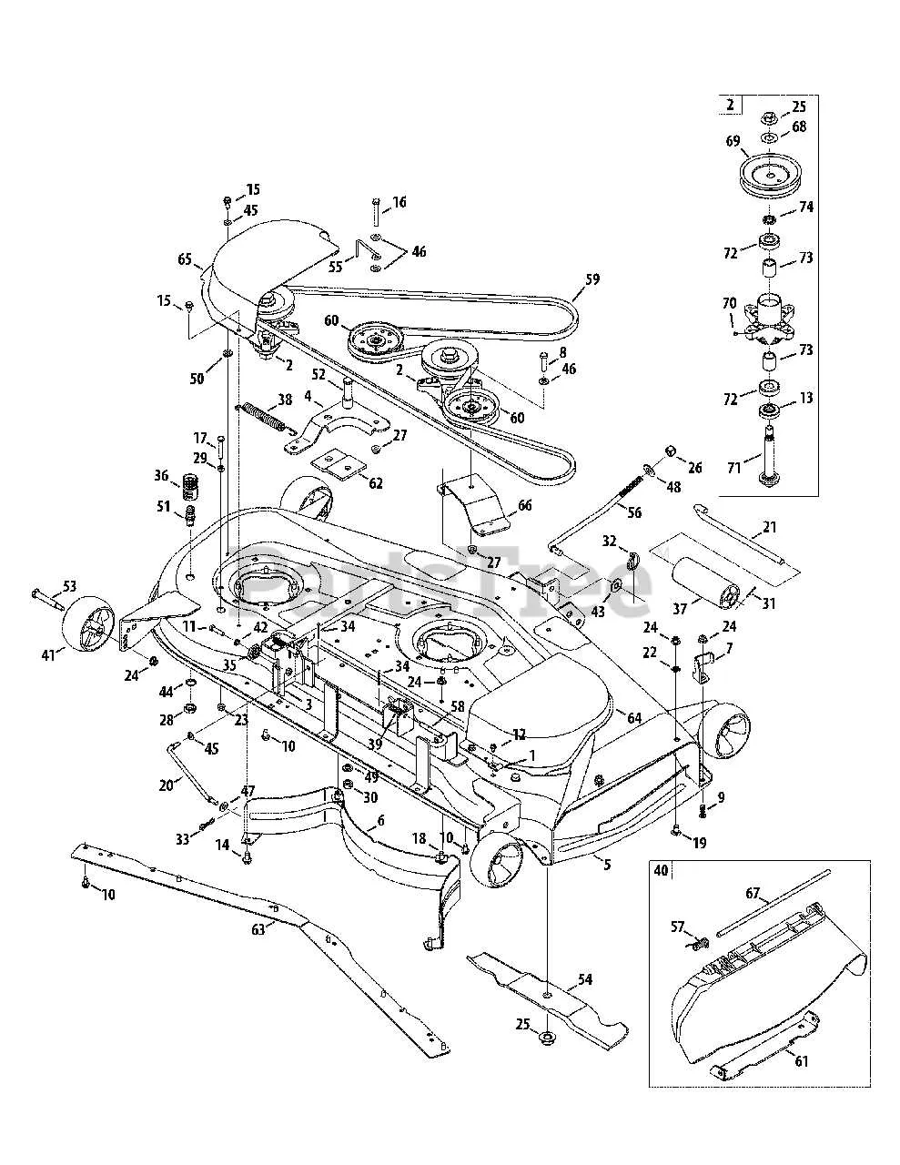 46 inch cub cadet mower deck belt diagram