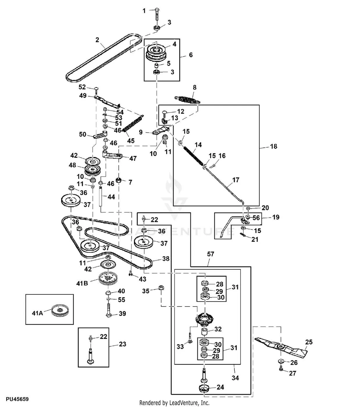 48 in john deere belt diagram