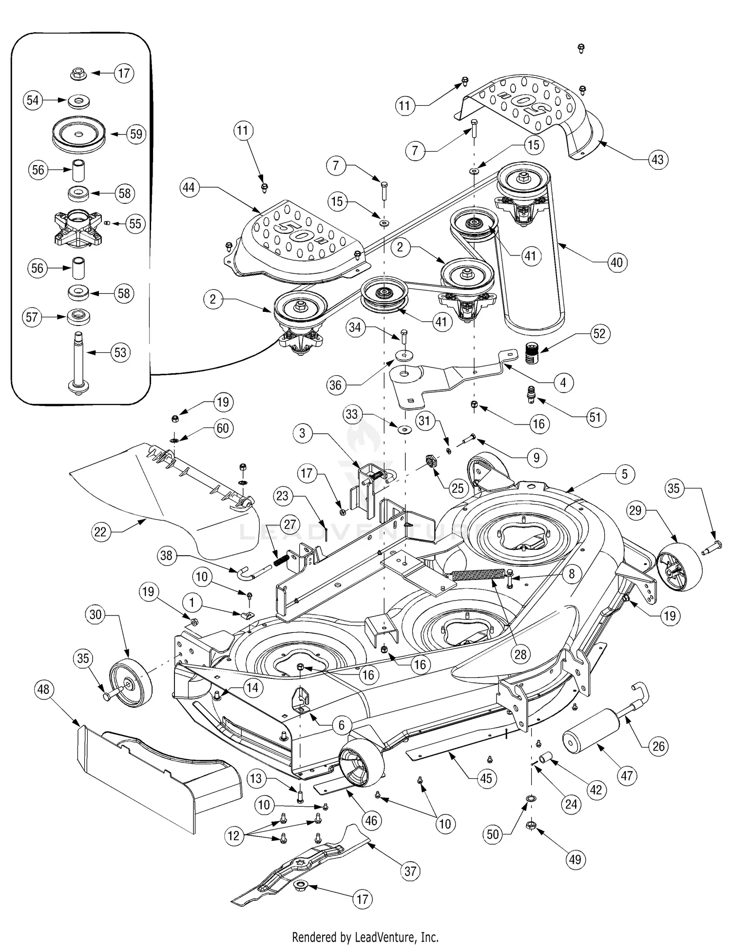 50 inch cub cadet lt1050 deck belt diagram