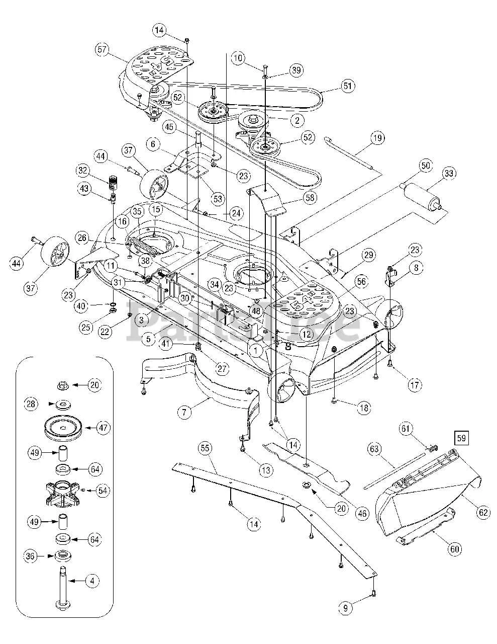 54 inch cub cadet mower deck belt diagram