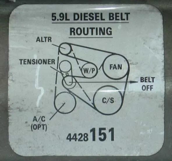 6.7 cummins serpentine belt diagram no ac