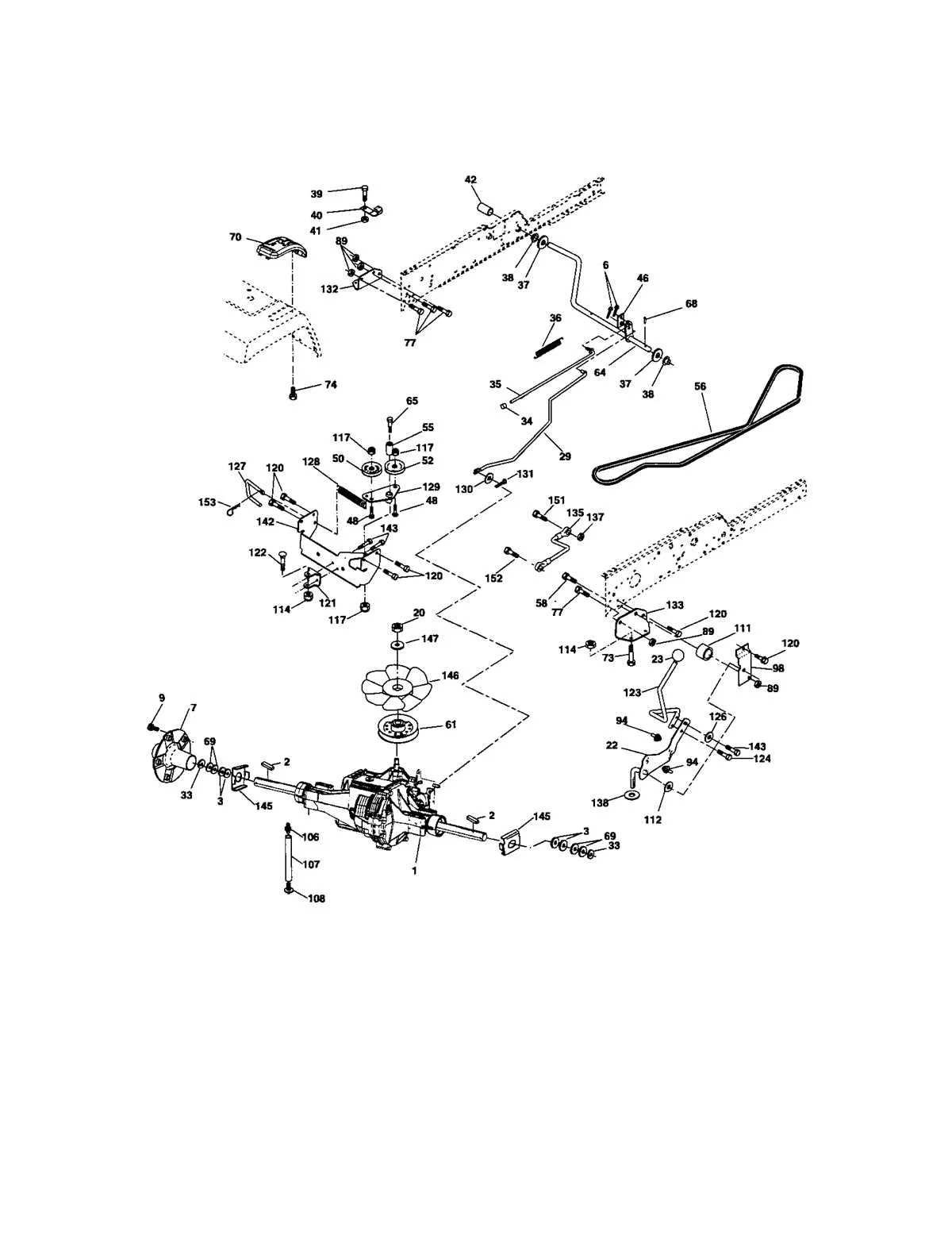 craftsman gt3000 48 mower deck belt diagram