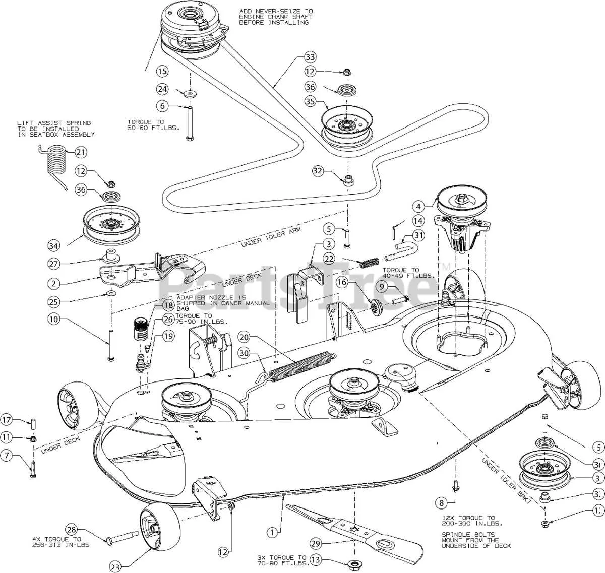 cub cadet rzt 50 deck belt diagram