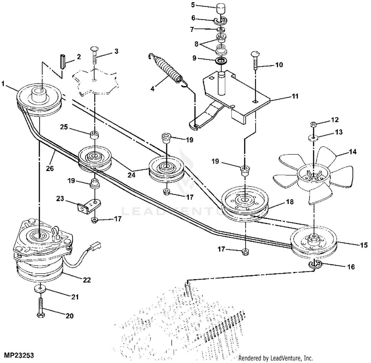 john deere gt235 deck belt diagram