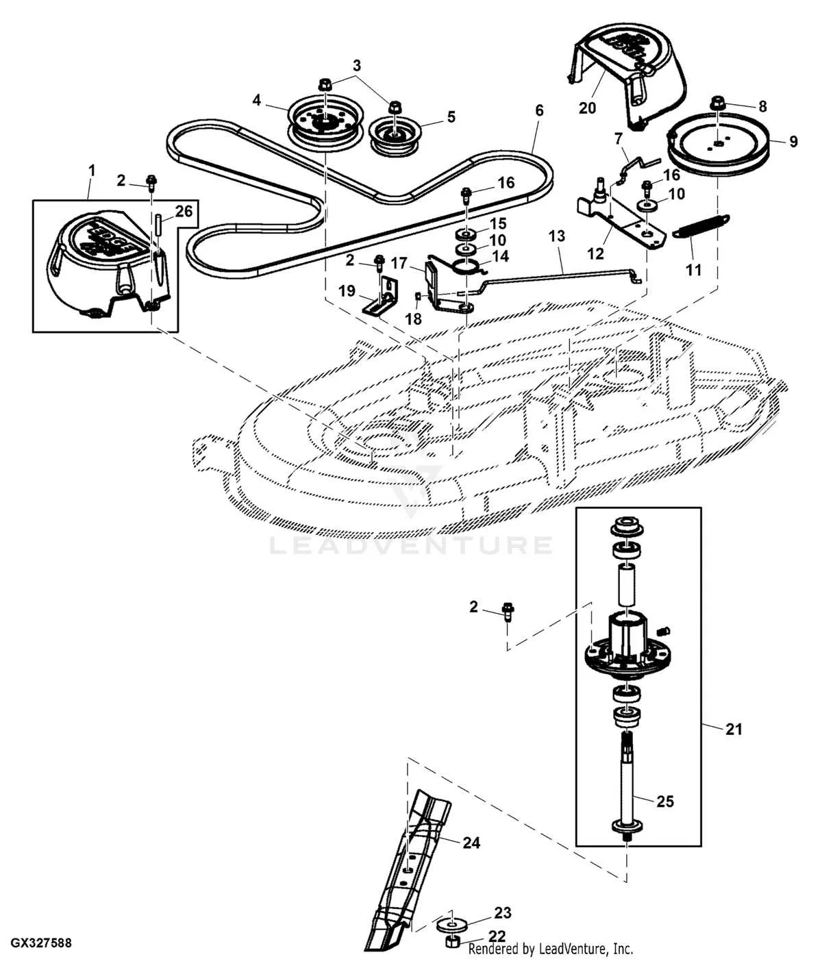john deere la125 deck belt diagram
