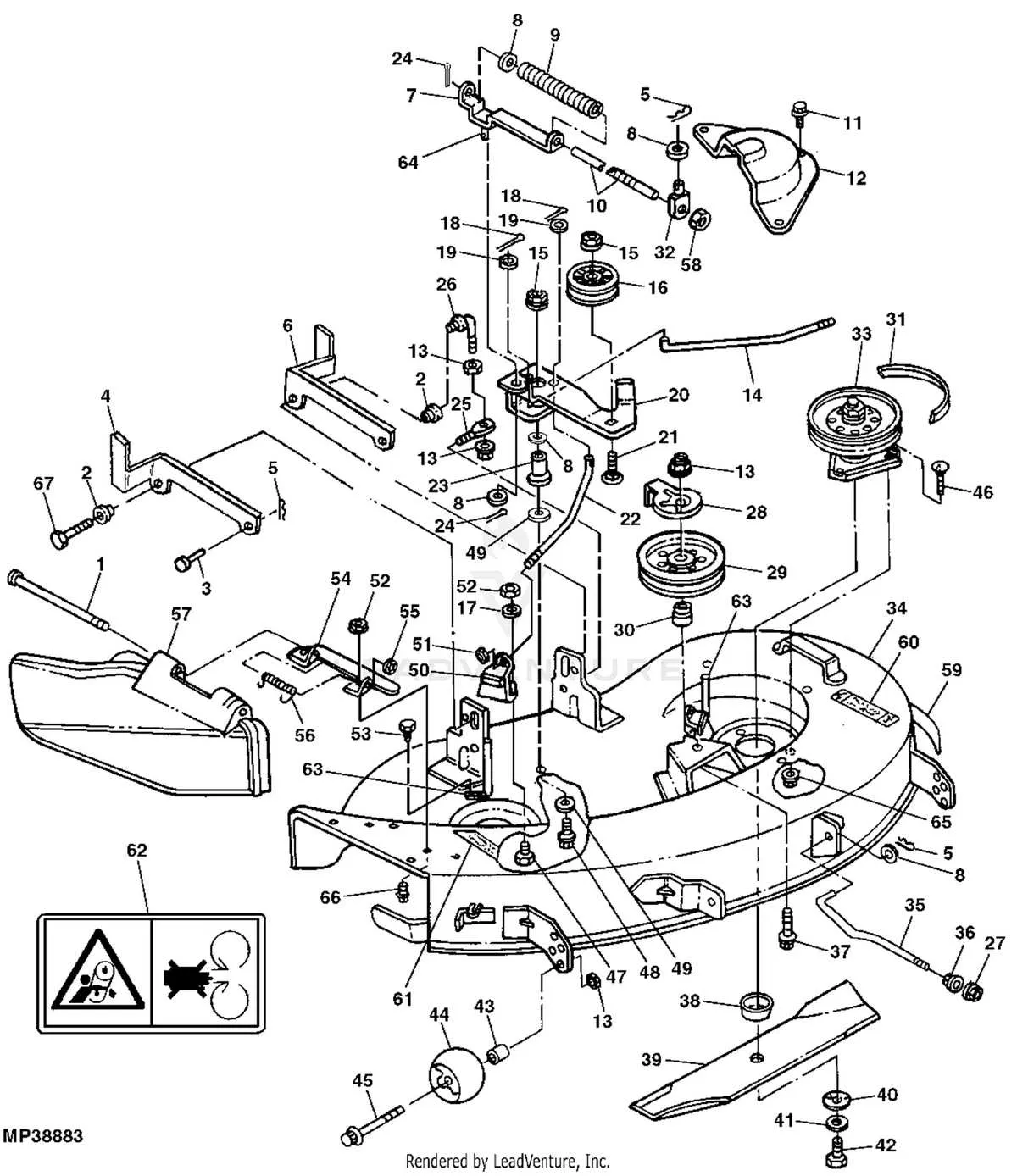 john deere sabre 38 inch deck belt diagram