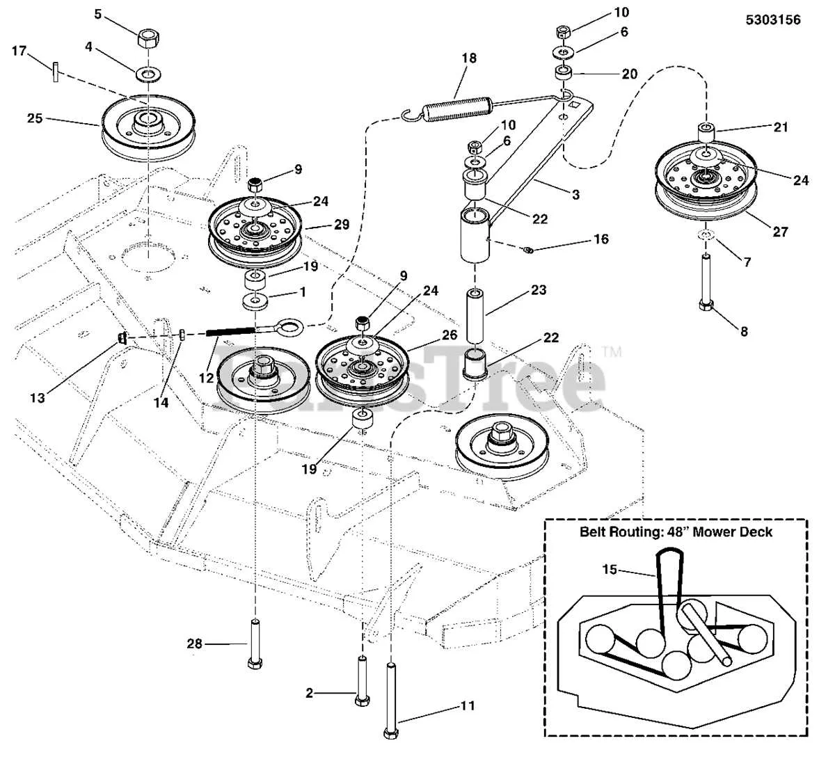 simplicity 48 inch mower deck belt diagram