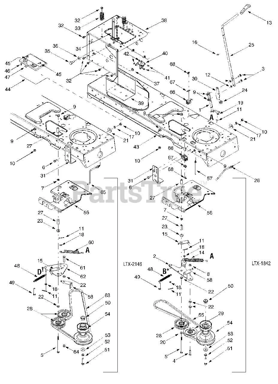 troy bilt ltx 1842 belt diagram