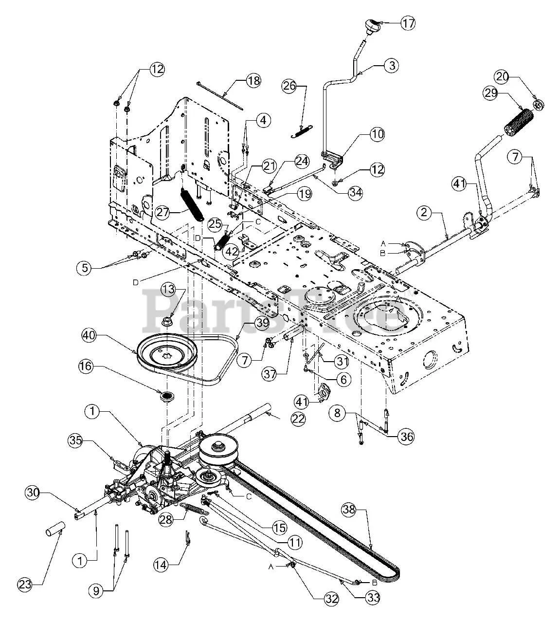 troy bilt pony 7 speed transmission belt diagram