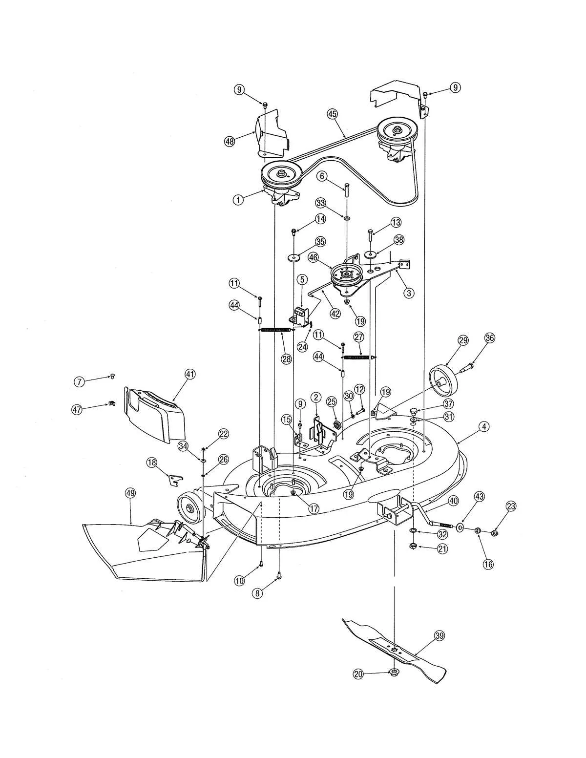 yard machine mtd 38 mower deck belt diagram
