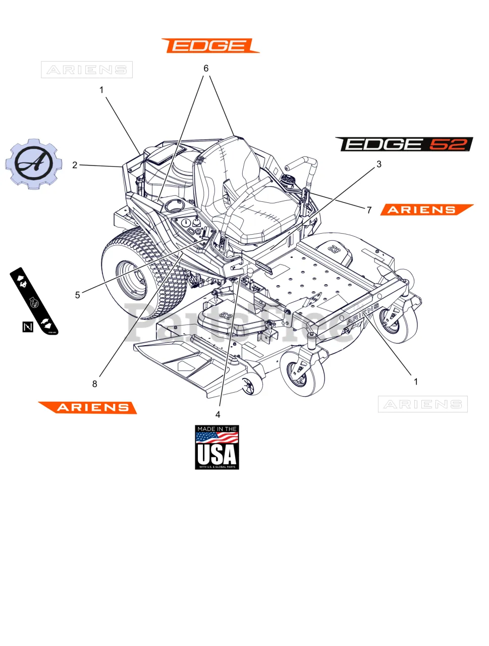 ariens 42 riding mower drive belt diagram