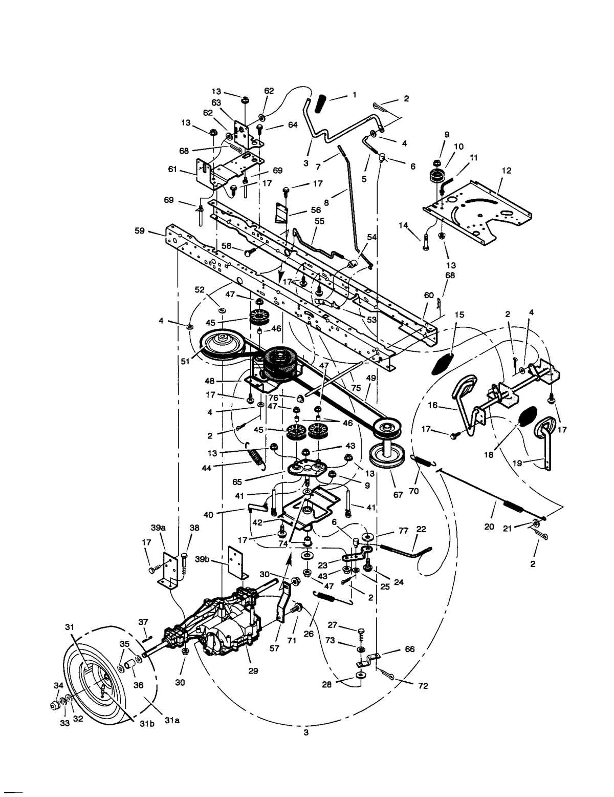 murray riding mower drive belt diagram
