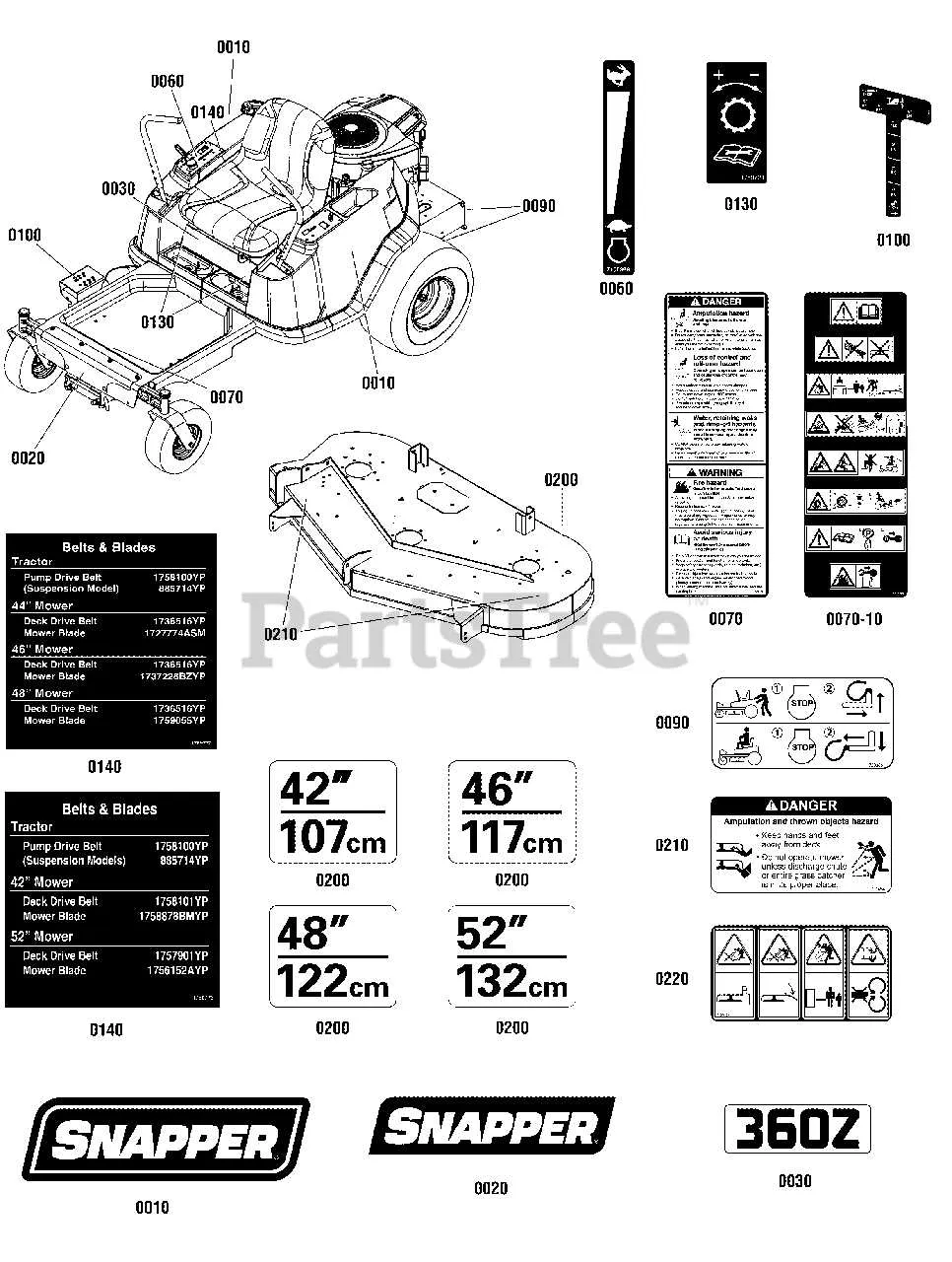 snapper 360z 42 belt diagram