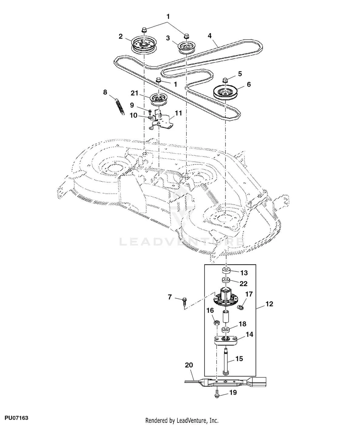 deck belt diagram for john deere l120