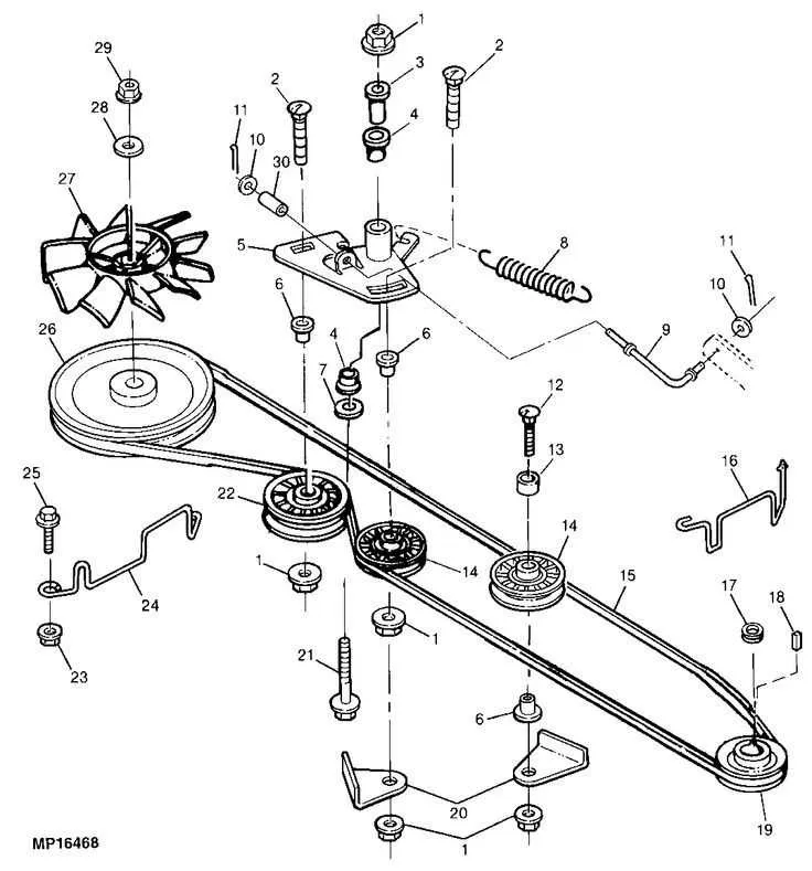 craftsman gt3000 48 mower deck belt diagram