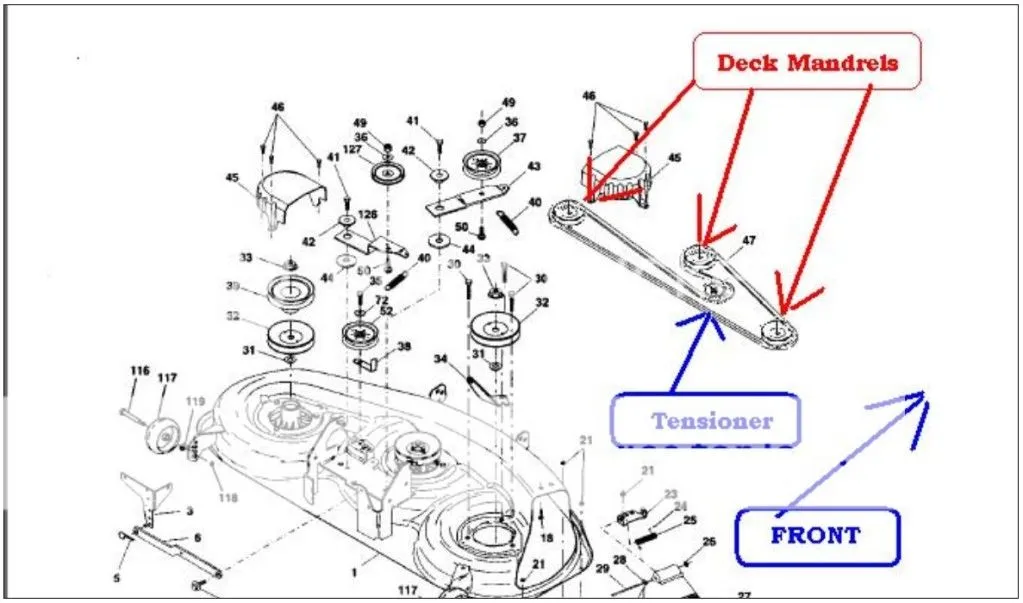 craftsman gt3000 48 mower deck belt diagram