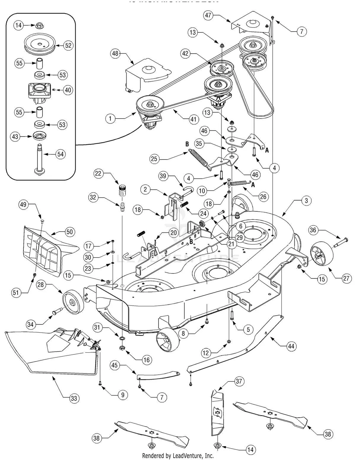 cub cadet 38 inch deck belt diagram