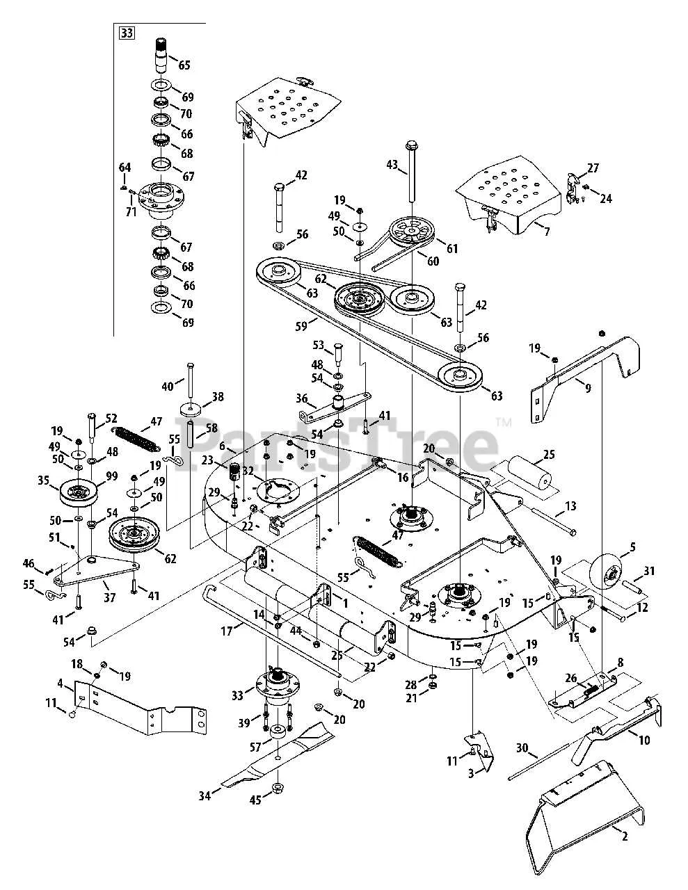 cub cadet 54 deck belt diagram