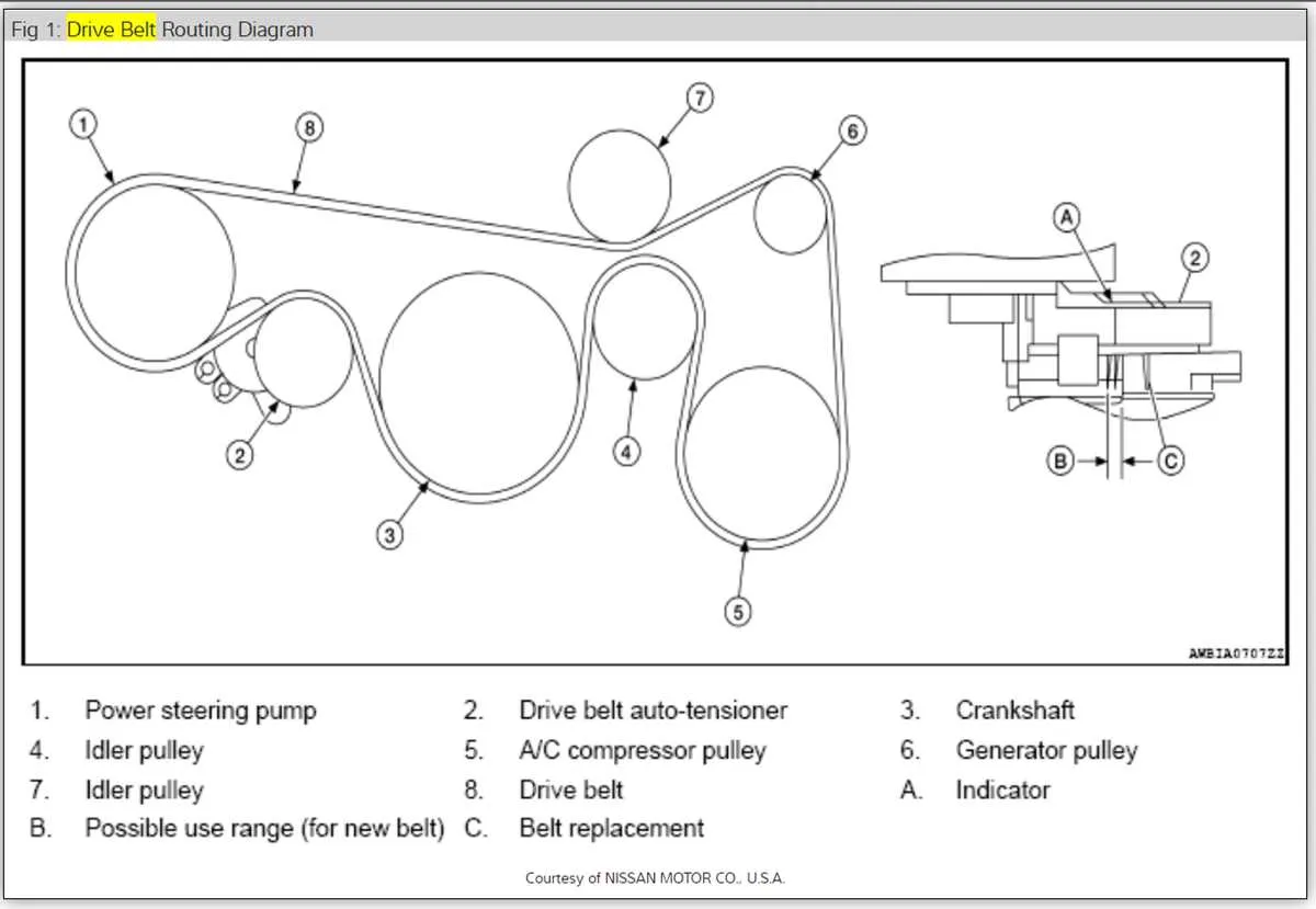 2009 nissan maxima belt diagram