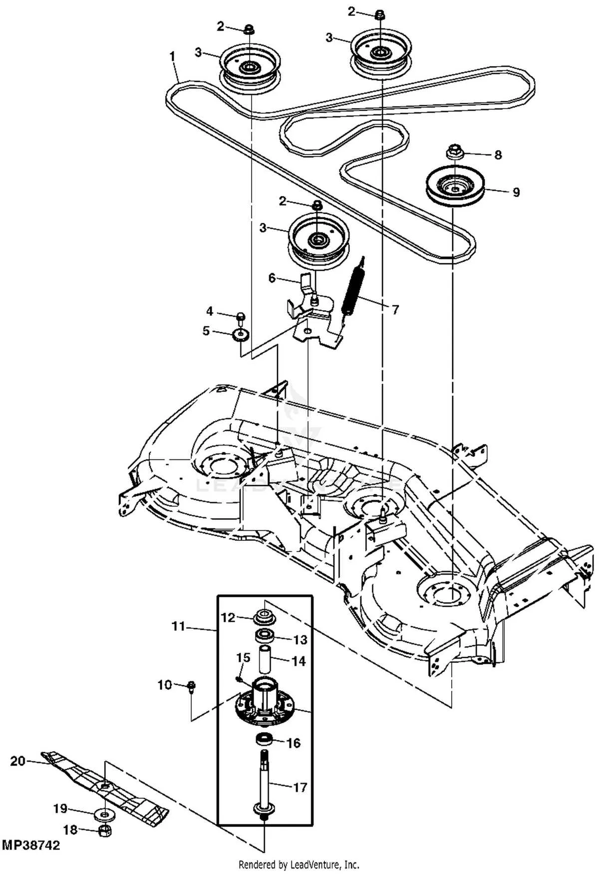belt diagram for john deere la175