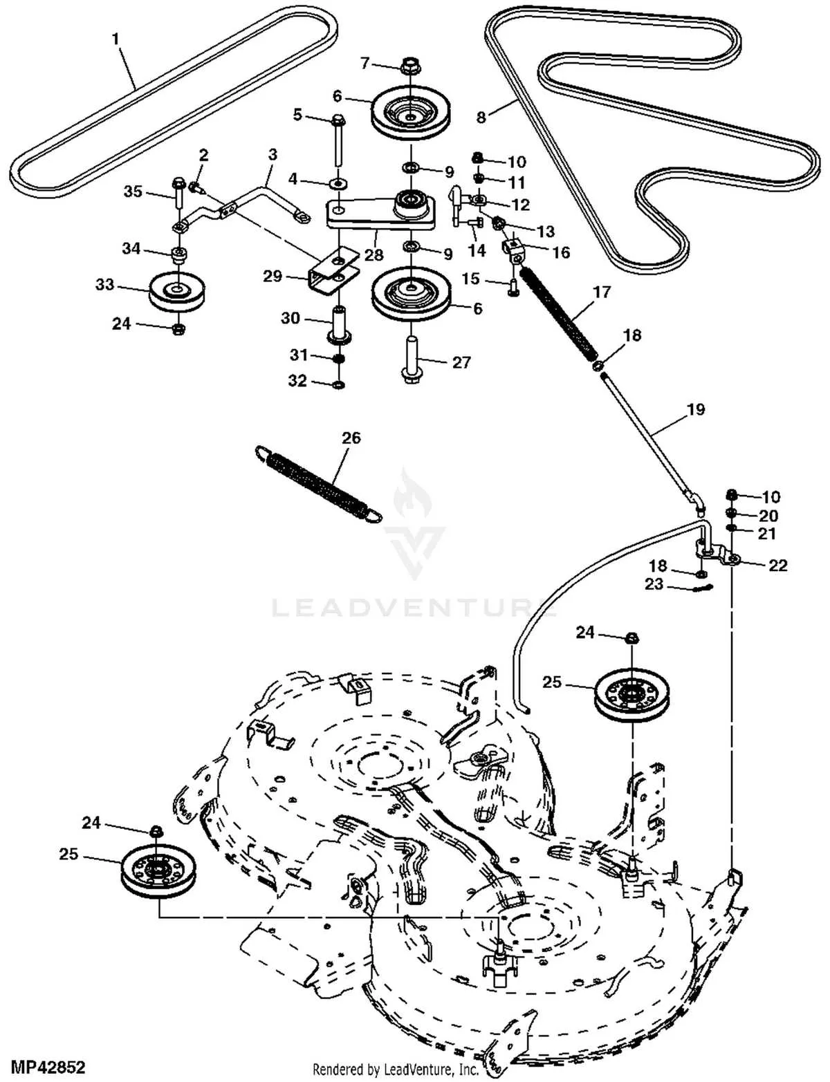 john deere x300 deck belt diagram