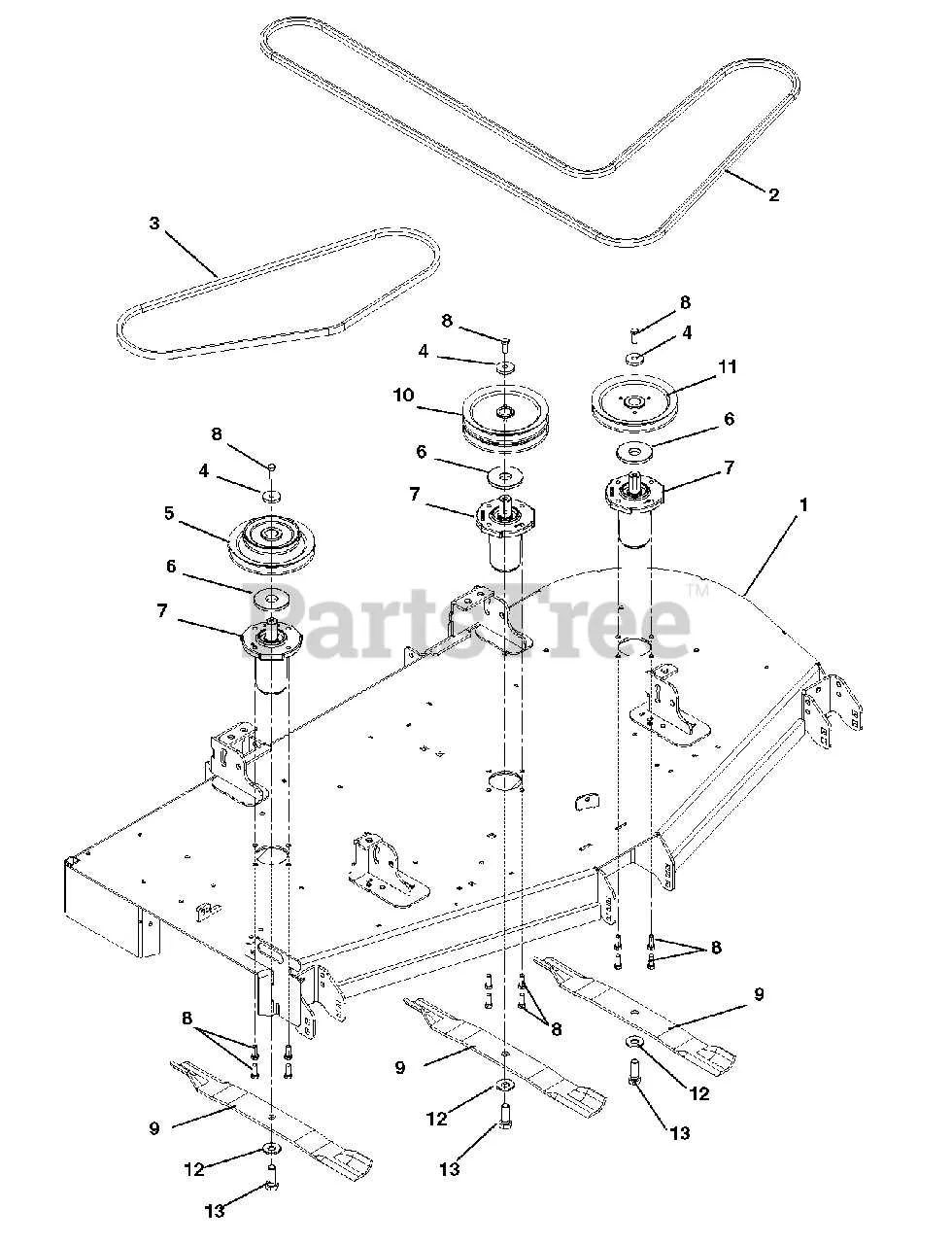 gravely zt 50 deck belt diagram