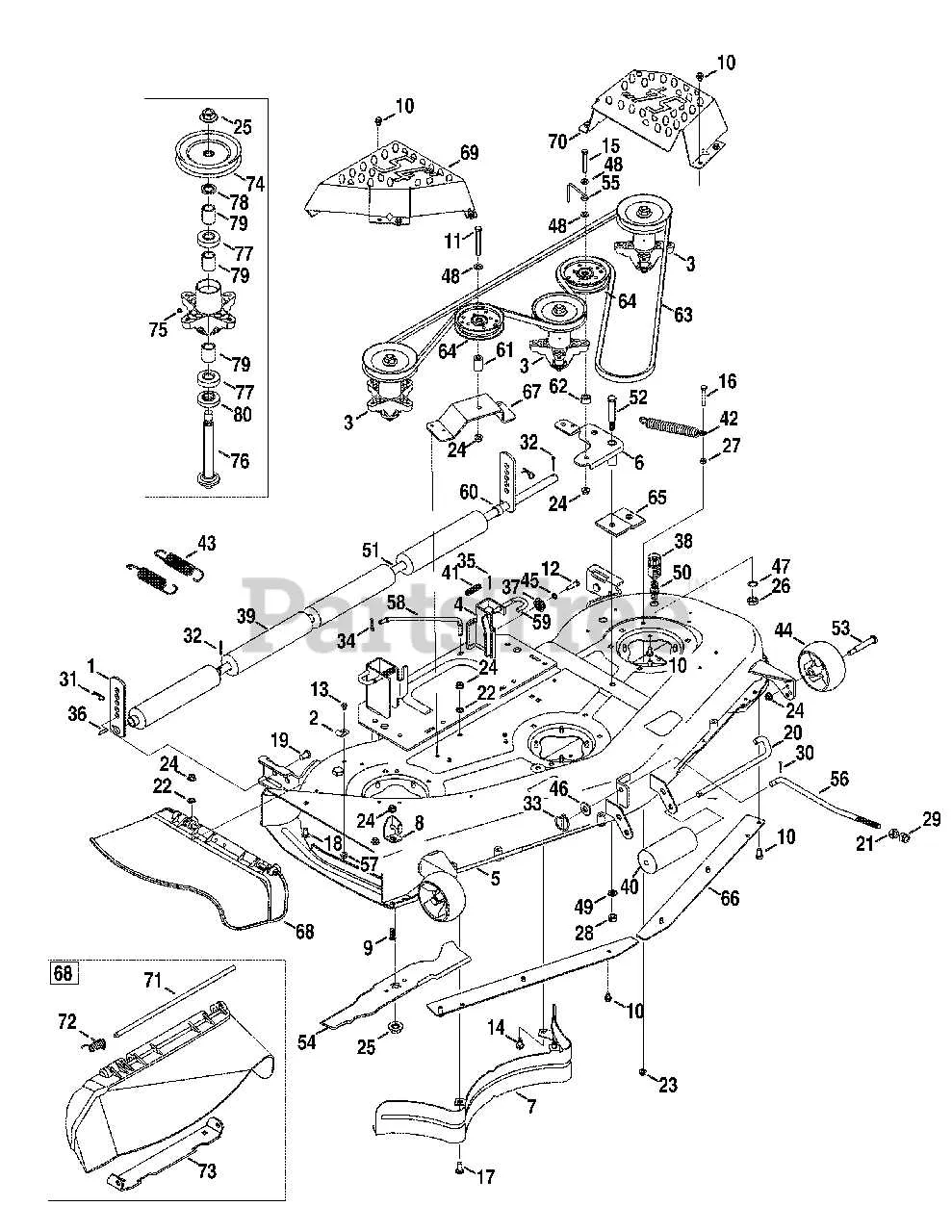 craftsman gt5000 54 inch deck belt diagram