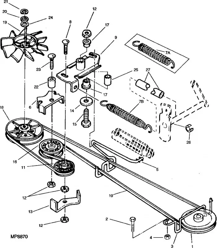 john deere 42in deck belt diagram