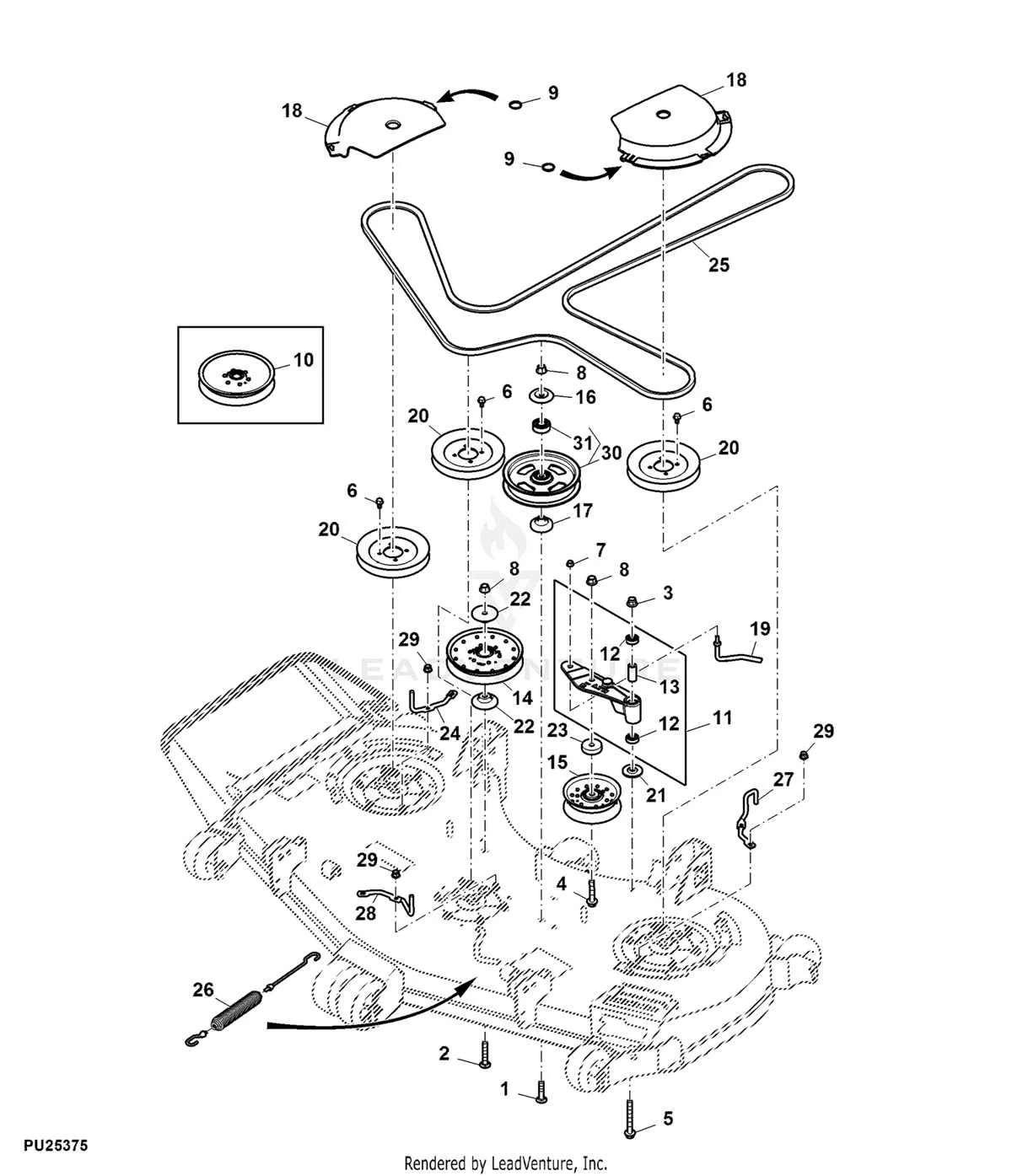 john deere 60 inch mower deck belt diagram