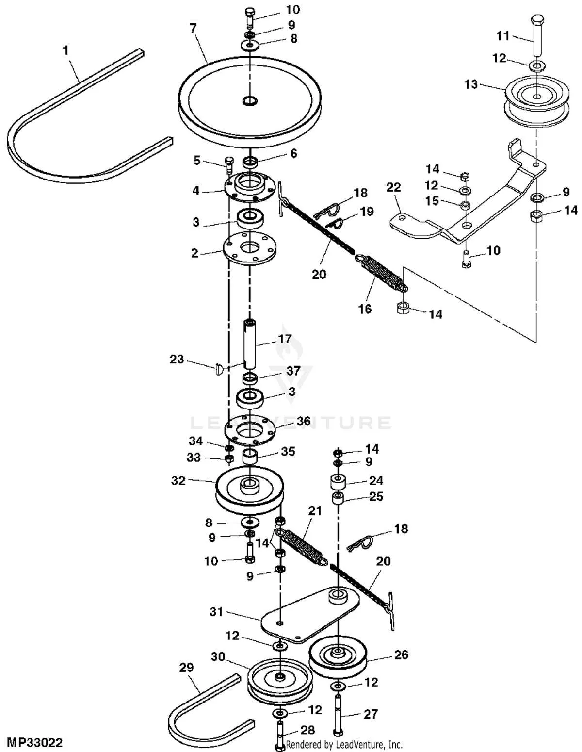 john deere lt160 42 inch deck belt diagram