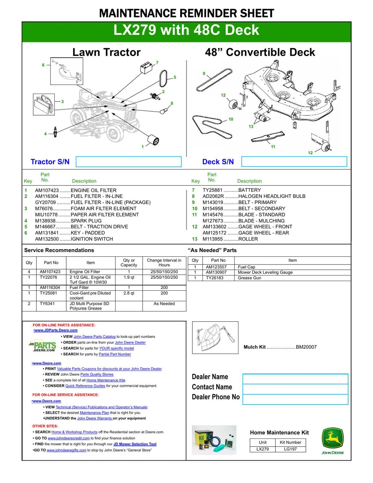 john deere lx277 belt diagram