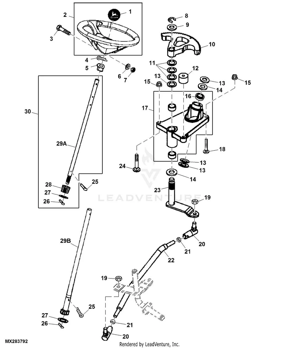john deere lx280 deck belt diagram