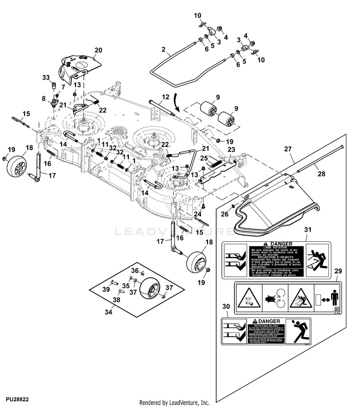 john deere x390 54 inch deck belt diagram
