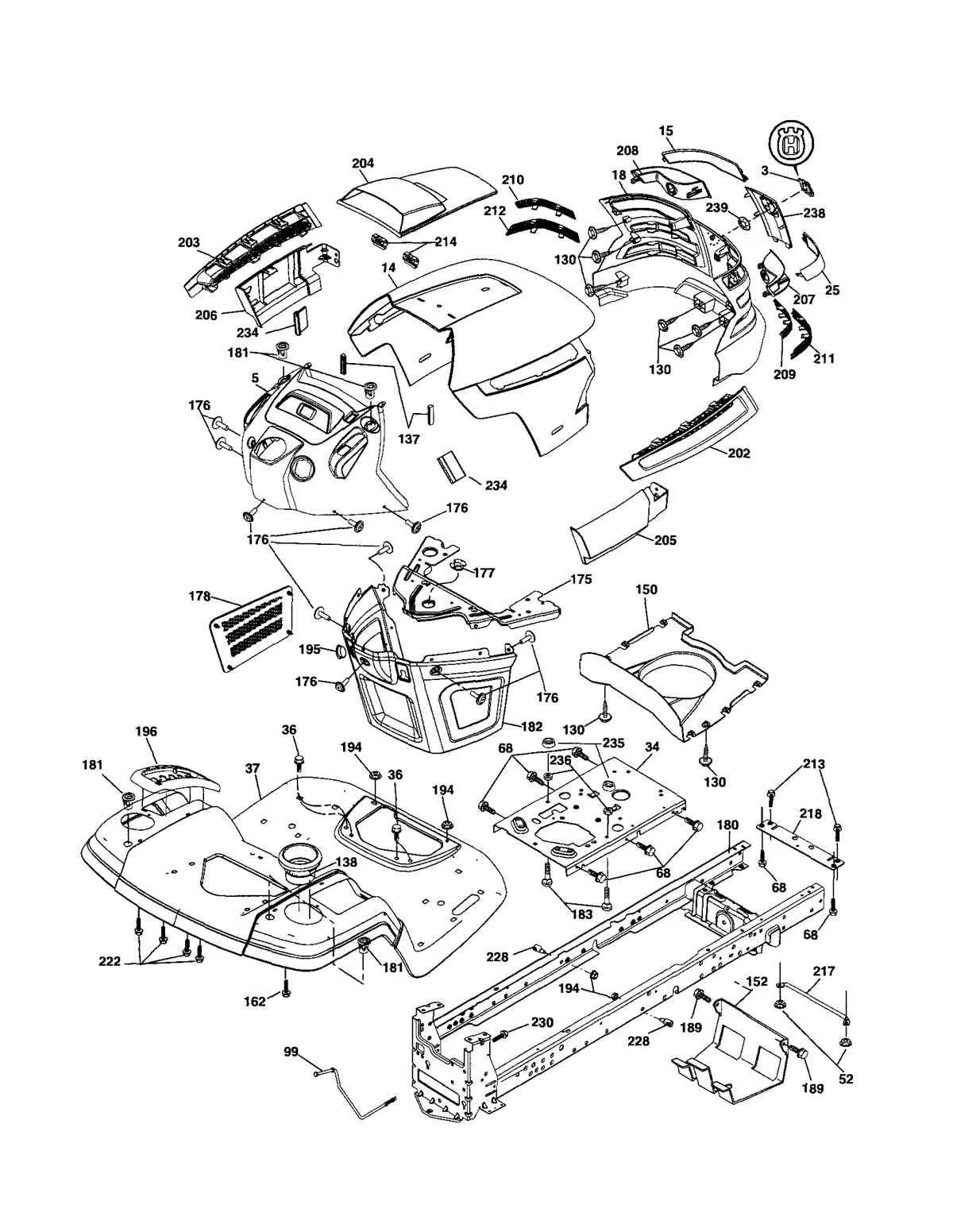 husqvarna yth20k46 drive belt diagram