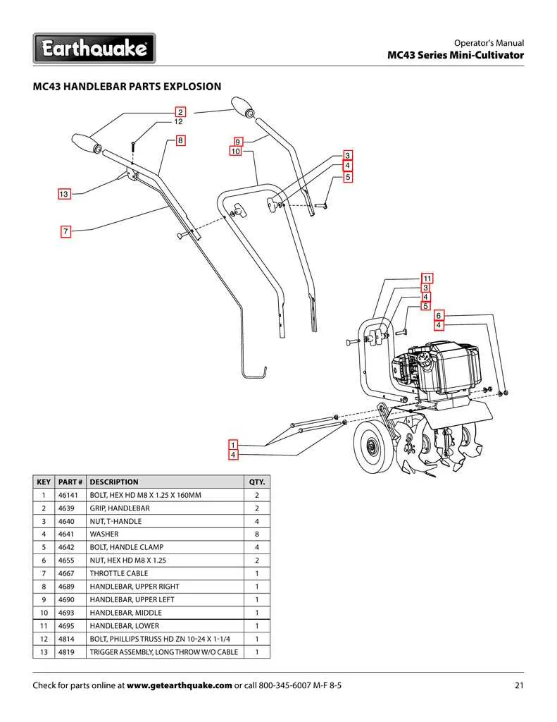 earthquake tiller belt diagram