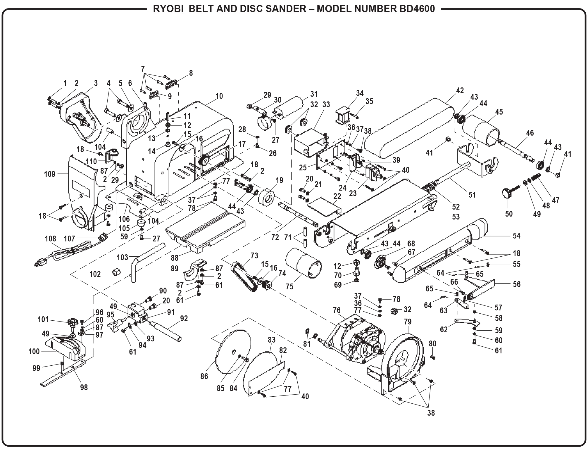 belt sander parts diagram