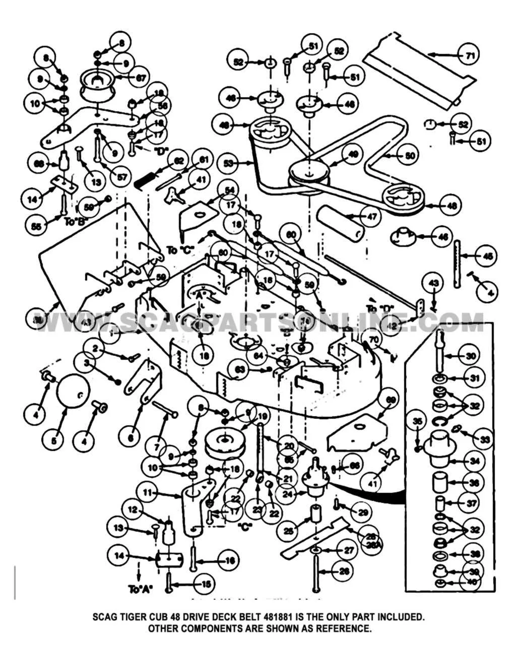 deck belt scag turf tiger belt diagram