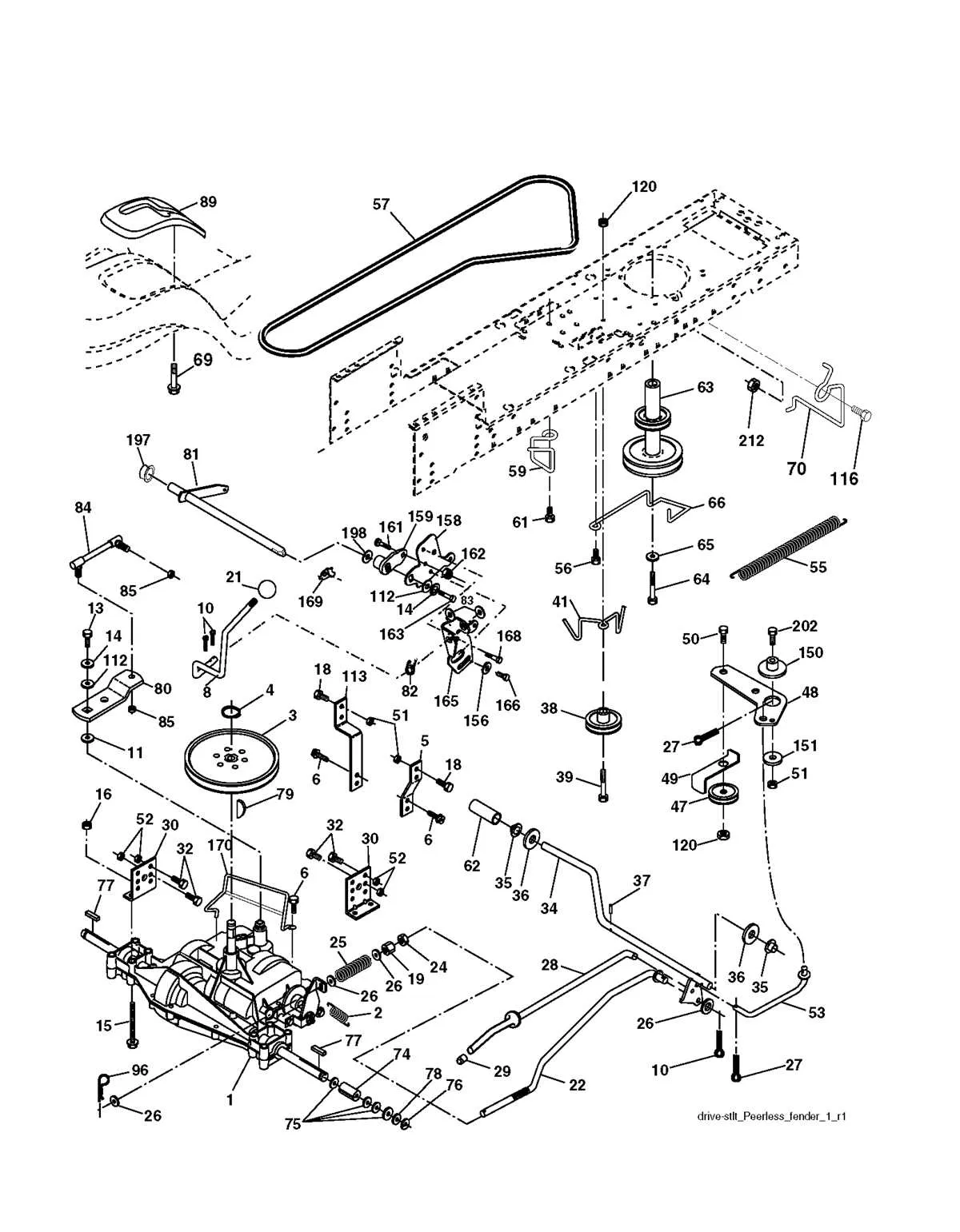 ariens 42 riding mower drive belt diagram