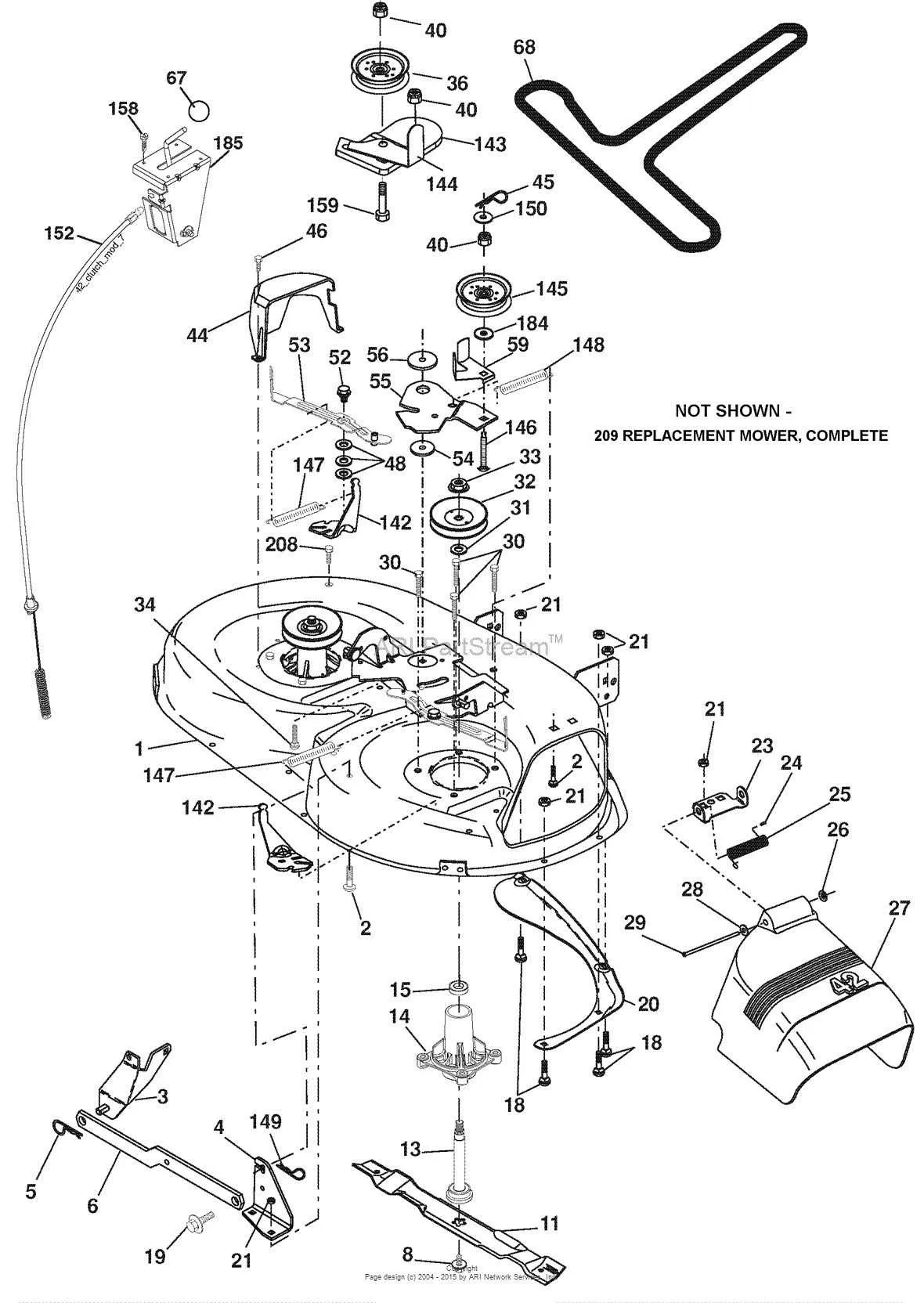 ariens 46 riding mower drive belt diagram