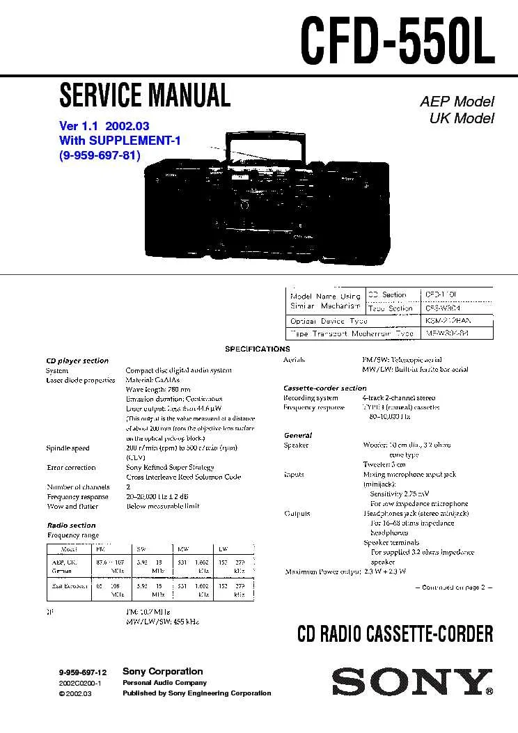 sony cfd 20 belt sizes diagram