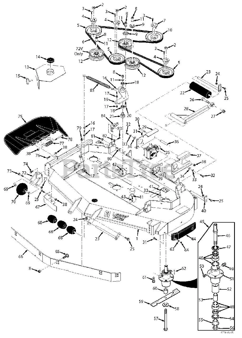 scag turf tiger 72 inch deck belt diagram