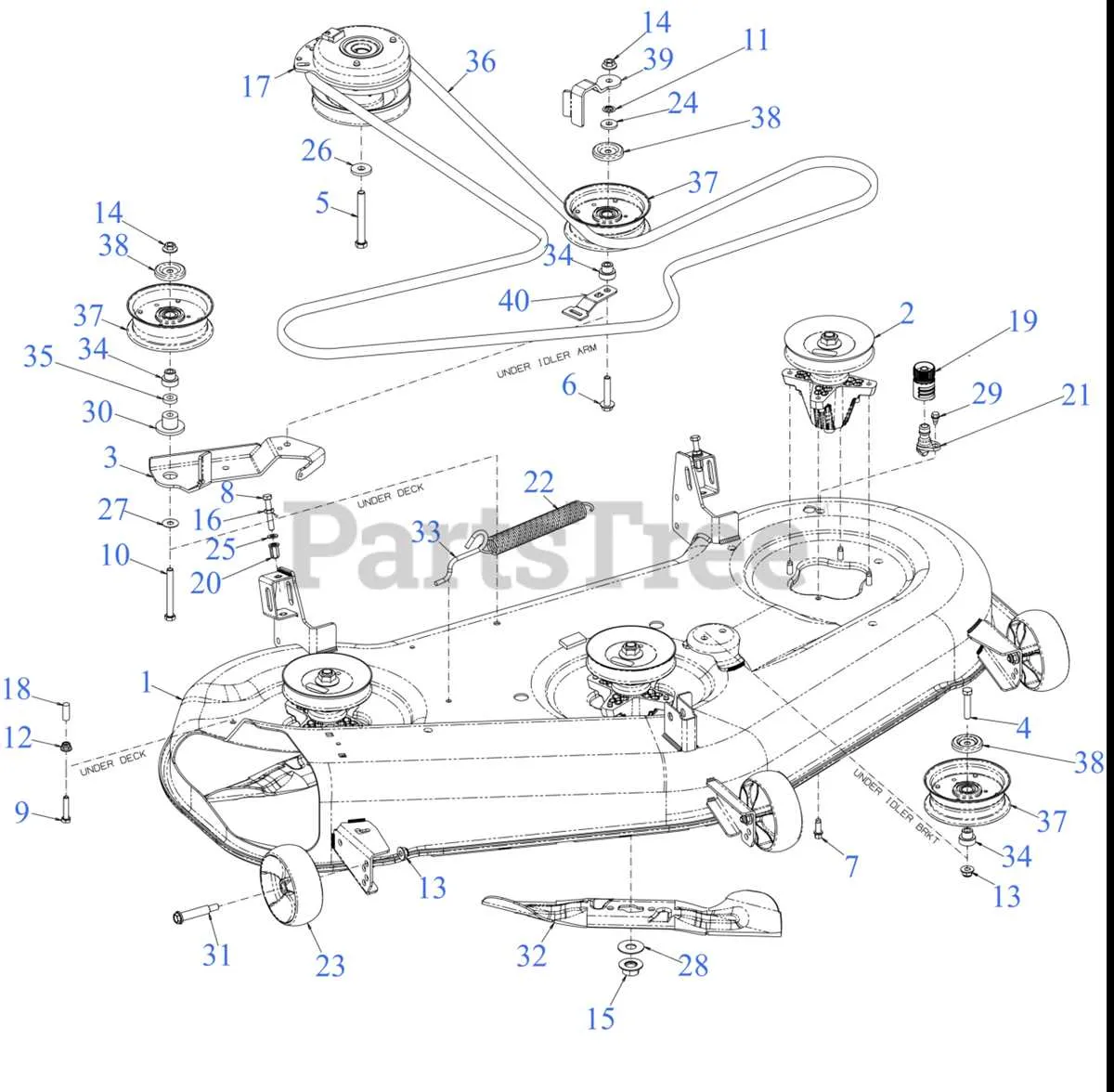 troy bilt mustang 50 deck belt diagram