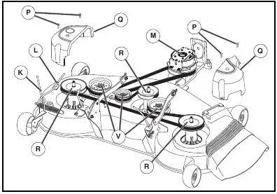 white outdoor lawn mower drive belt diagram