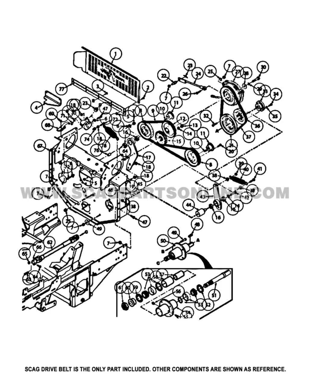 scag cheetah drive belt diagram