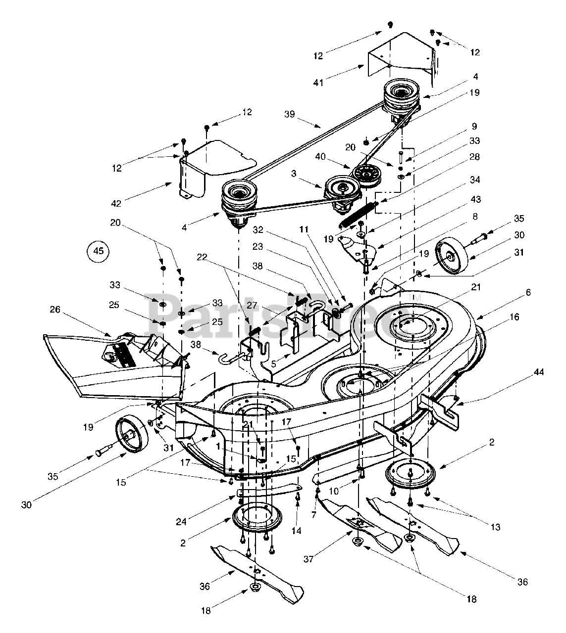 yard machine 46 inch deck belt diagram